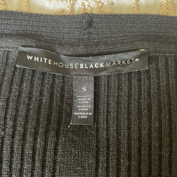 WHBM White House Black Market Long Black Cardigan Sweater Wool Blend S Small TTS - Picture 4 of 14